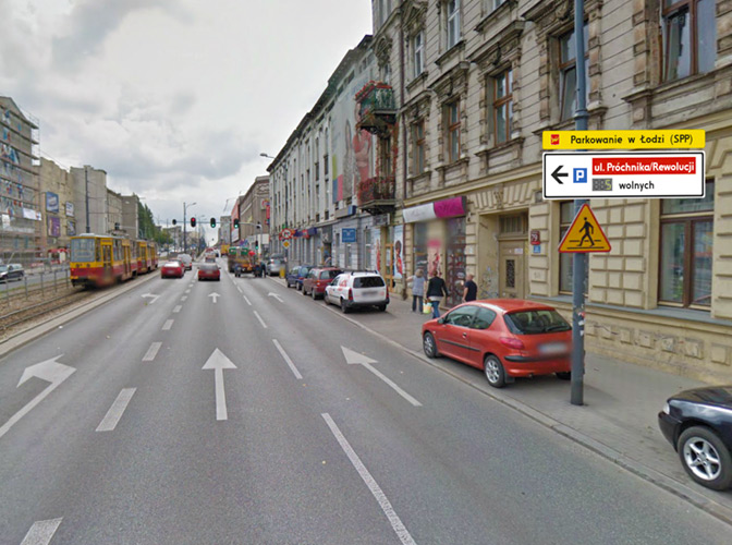 Projekt organizacji ruchu dla systemu naprowadzaniana wolne miejsca parkingowe w Łodzi