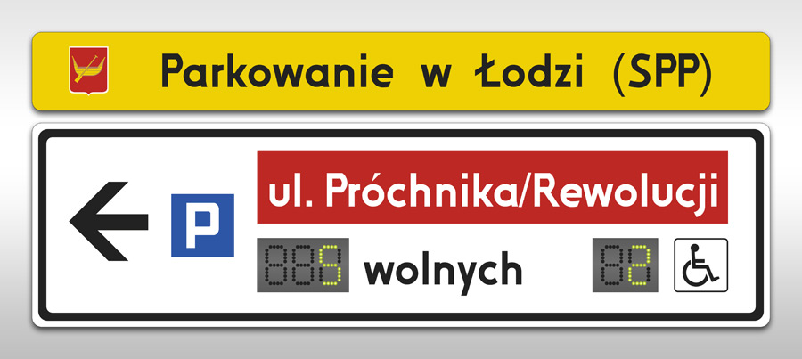 Organizacja ruchu dla systemu naprowadzania na wolne miejsca parkingowe w Łodzi