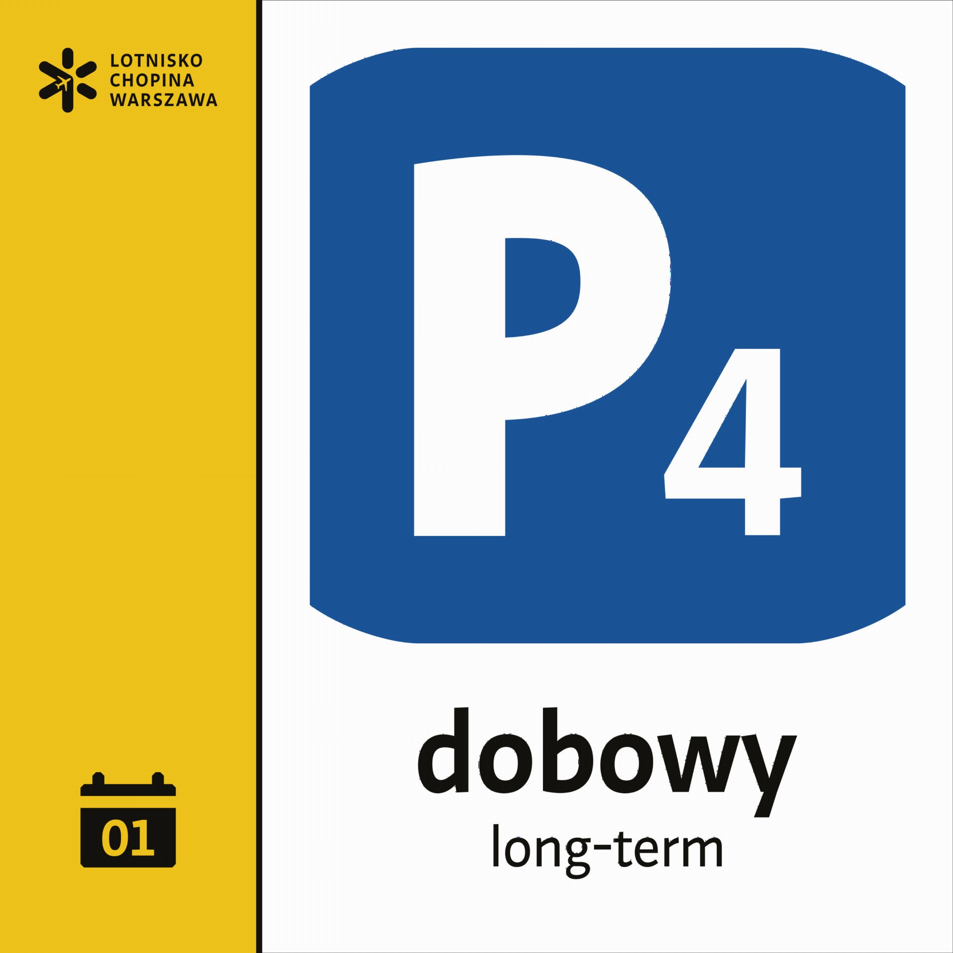 Projekt oznakowania wskazującego wjazd na jeden z parkingów naziemnych  Lotniska Chopina w Warszawie